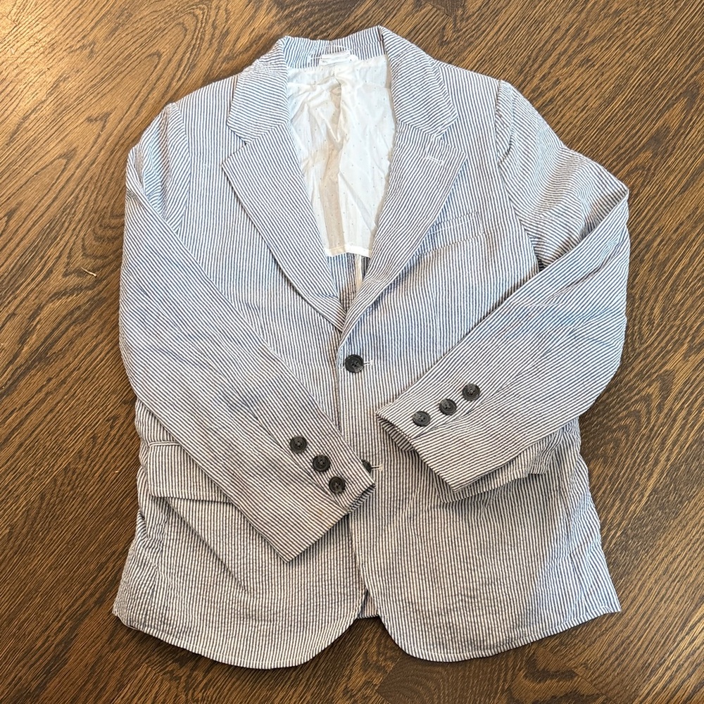 Children's Blue & White Seersucker Blazer - Classic Single-Breasted